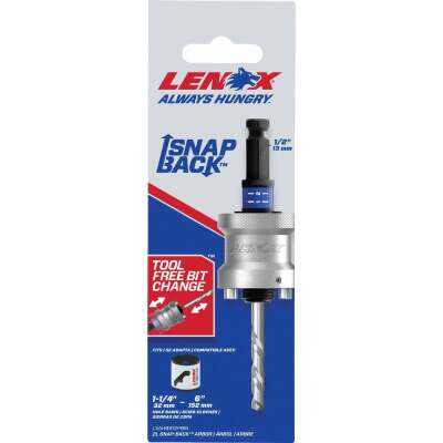 Lenox 1/2 In. Hex Shank Snap Back Hole Saw Mandrel Fits 1-1/4 In. to 6 In. Hole Saws